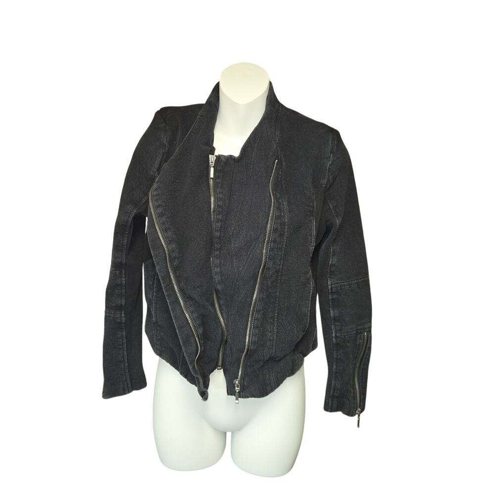 BlankNYC Women Small Jacket Dual Zipper Crepe Mesh‎ Asymmetrical Motor City Moto